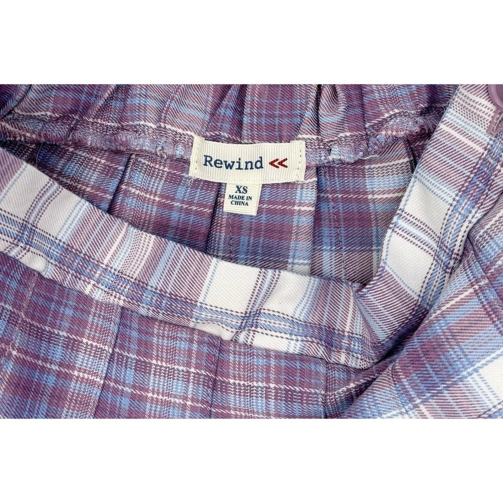 Rewind Skirt Womens XS Purple Blue Plaid Tennis Pleated Mini